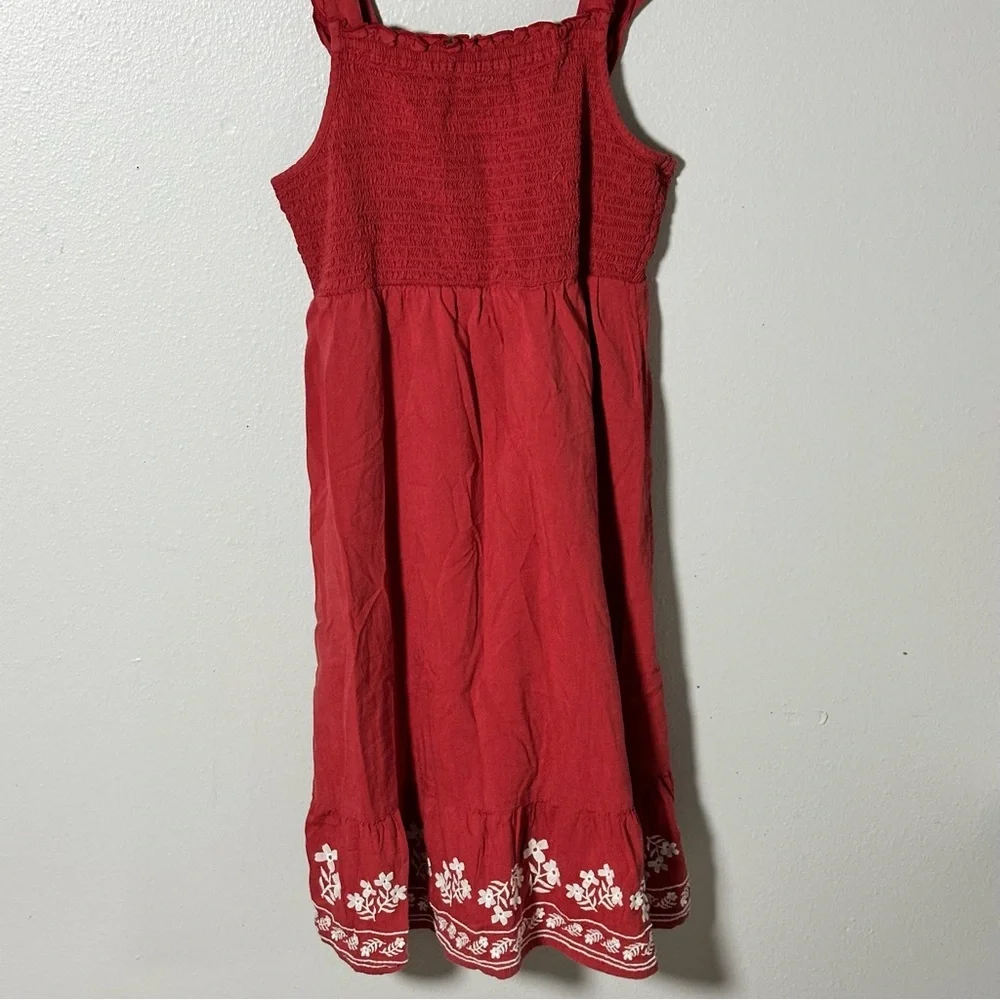 Old‎ Navy Kids Girl Orange Embroidered Dress Smocked Floral Hem size L(10/12)